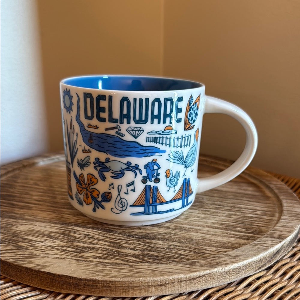 Delaware Themed Ceramic Mug - Blue and White